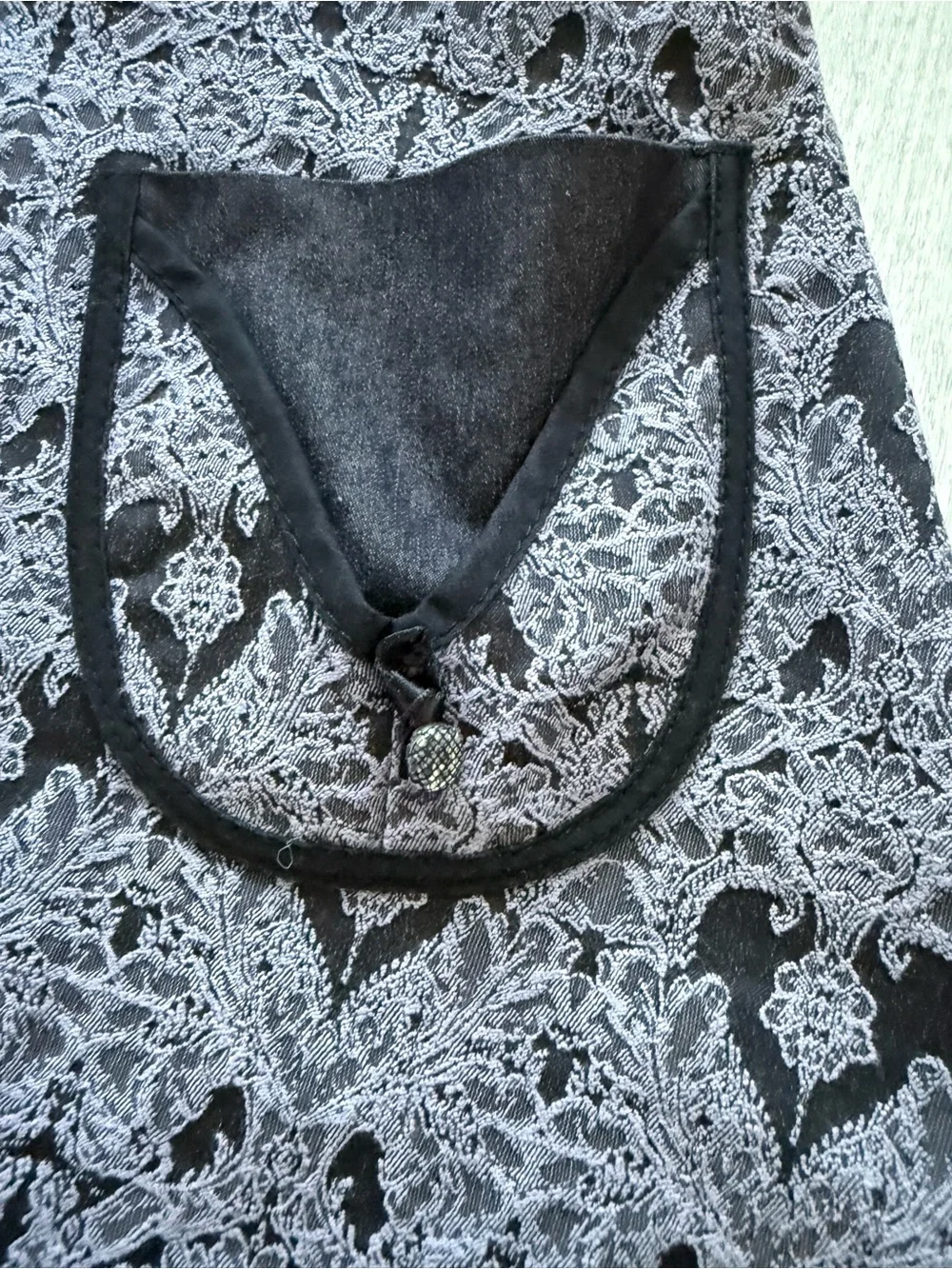 Kollontai dress black purple damask half zip mini flared sleeveless small summer - Picture 3 of 11
